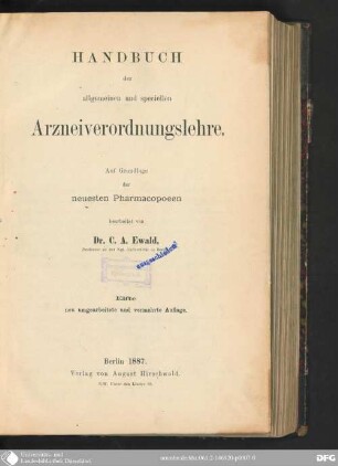 Handbuch der allgemeinen und speziellen Arzneiverordnungslehre : auf Grundlage der neuesten Pharmacopoeen