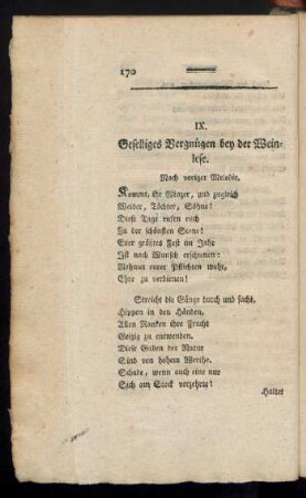 IX. Geselliges Vergnügen bey der Weinlese