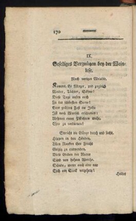 IX. Geselliges Vergnügen bey der Weinlese