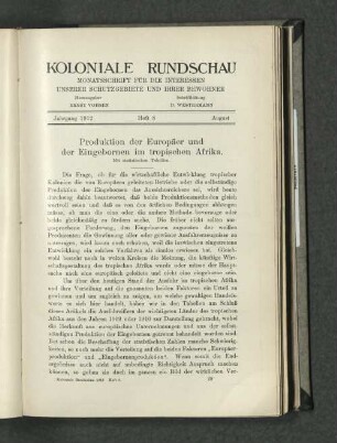 Produktion der Europäer und der Eingebornen im tropischen Afrika.