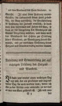 Anleitung und Ermunterung zur aufrichtigen Pruefung des Herzens und Wandels