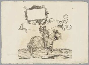 Berittener Meister, Wolfgang von Polheim, im "Rennen und Gestech", Blatt 44 aus: Marx Treitzsaurwein, "Kaiser Maximilian I Triumph – le triomphe de l’Empereur Maximilien I en une suite de Cent trent cinq planches gravées en bois d’après les dessins de Hans Burgmair", Wien 1796