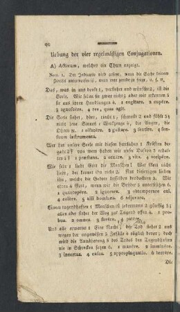 Uebung der vier regelmäßigen Conjugationen.