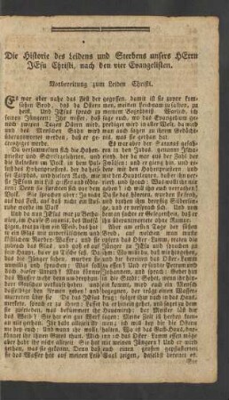 Die Historie des Leidens und Sterbens unsers HErrn JEsu Christi, nach den vier Evangelisten
