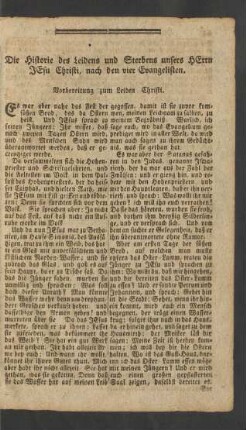 Die Historie des Leidens und Sterbens unsers HErrn JEsu Christi, nach den vier Evangelisten