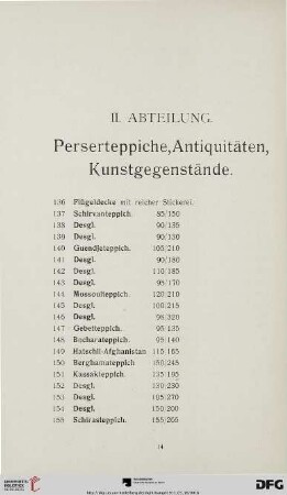Perserteppiche, Antiquitäten, Kunstgegenstände (Nr. 136-519)
