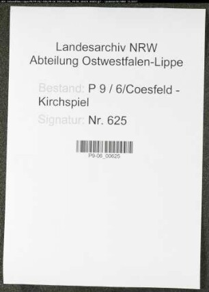 Sterberegister Standesamt Coesfeld-Kirchspiel oder Amt
