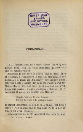Alessandro Manzoni : Reminiscenze, 1