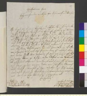 Brief von Beust, Philippine Gräfin, geb. Gräfin Sandreczky an Goethe, Johann Wolfgang von