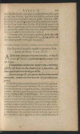 De elementis impuris mediis in genere; & in specie, de Aere, Cap. XIV.