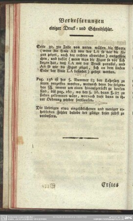 Verbessungen einiger Druck- und Schreibfehler
