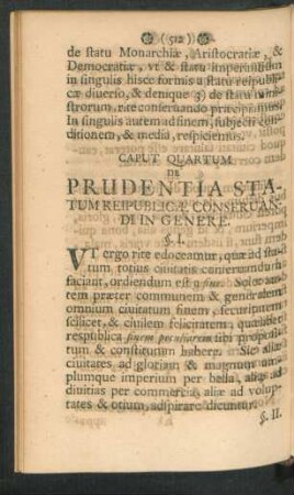 Caput Quartum. De Prudentia Statum Reipublicae Conservandi In Genere.