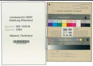 Entnazifizierung Ferdinand Mailand , geb. 05.04.1894 (Beamter)