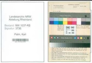 Entnazifizierung Karl Palm , geb. 25.09.1899 (Verm.Inspektor)