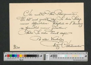Briefkarte an Werner von Melle