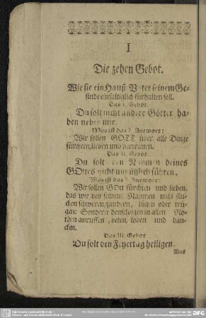 I Die zehen Gebot. Wie ein Haus-Vater dasselbige seinem Gesinde einfältiglich fürhalten soll