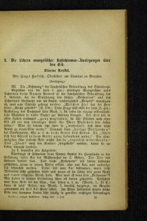 ¬Die¬ Lehren evangelischer Katechismus-Auslegungen über den Eid : vierter Artikel ; (Fortsetzung)