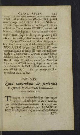Cap. XIX. Quid censendum de sententia