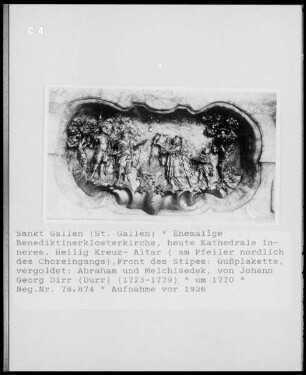 Heiligkreuz-Altar, Gussplakette: Abraham und Melchisedek