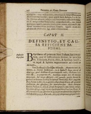 Caput II. Definitio, Et Causa Efficiens Baptismi.