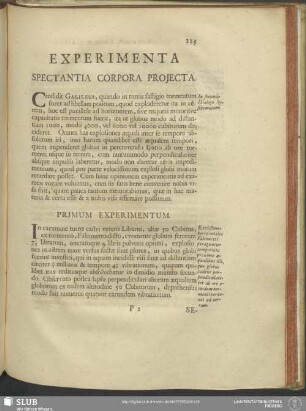 Experimenta Spectantia Corpora Proiecta