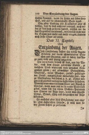 Das XI. Capitel; Von Entzündung der Augen