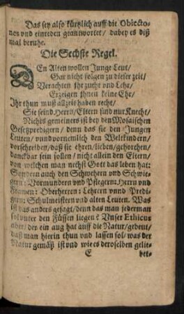 Die Sechste Regel.