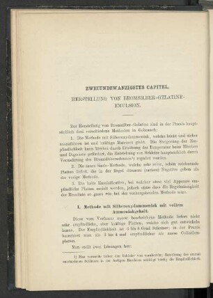 Zweiundzwanzigstes Capitel. Herstellung von Bromsilber-Gelantine-Emulsion.