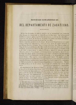 Noticias Estadisticas del Departamento de Zacatecas.