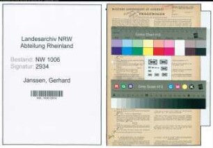 Entnazifizierung Gerhard Janssen , geb. 19.11.1909 (Fahrer)