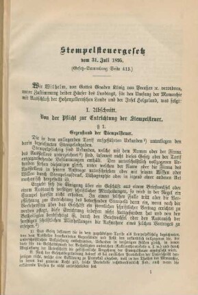 Stempelsteuergesetz vom 31. Juli 1895.