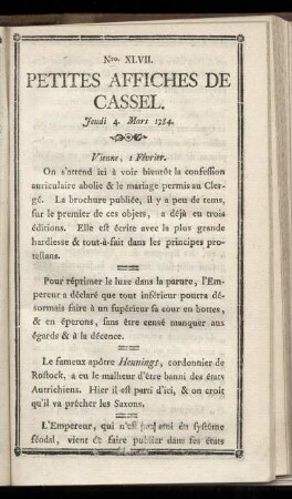 No XLVII (Jeudi 4 Mars 1784)