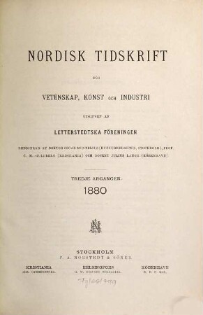 Nordisk tidskrift för vetenskap, konst och industri. 1880