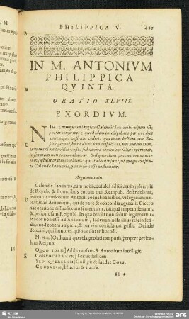 In M. Antonium Philippica Quinta. Oratio XLVIII.
