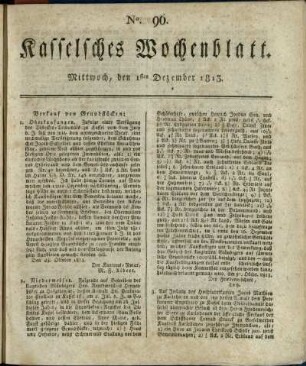 No. 96, Mittwoch, den 1sten Dezember 1813