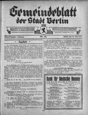 1927,22: Nr. 22, 29. Mai 1927