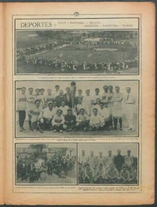 Deoprtes : Golf.- Football.- Pelota.- Aviación.- Yachting.- Tennis