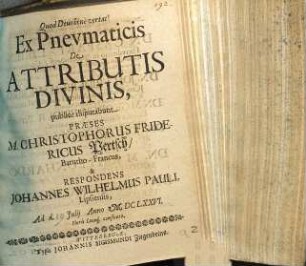 Ex Pneumaticis De Attributis Divinis