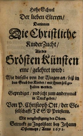 Hoche Schuel der ... Elteren