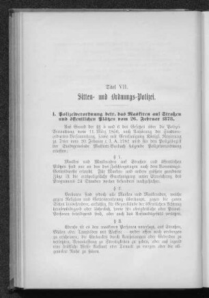 Titel VII. Sitten- und Ordnungs-Polizei.