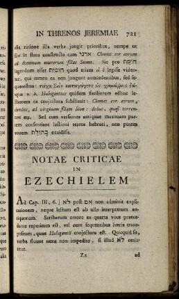 Notae Criticae In Ezechielem