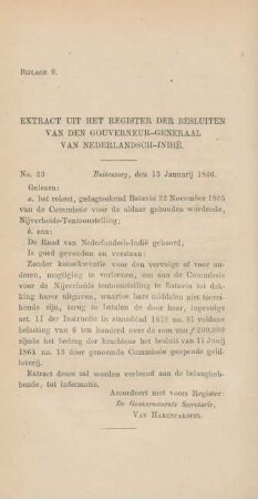 Bijlage 9. Extract uit het register der besluiten van den gouverneur-generaal van Nederlandsch-Indie