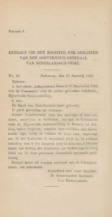 Bijlage 9. Extract uit het register der besluiten van den gouverneur-generaal van Nederlandsch-Indie