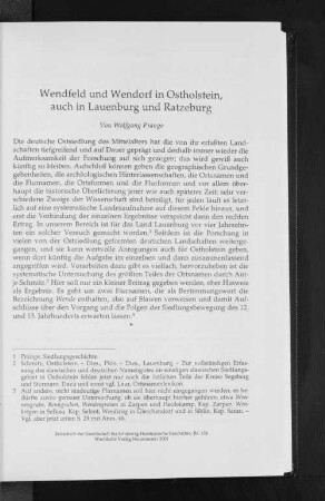 Wendfeld und Wendorf in Ostholstein, auch in Lauenburg und Ratzeburg