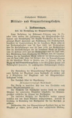 Siebzehnter Abschnitt: Militair- und Einquartierungssachen.