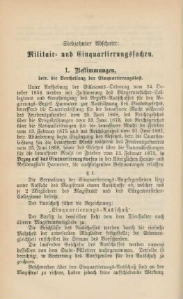Siebzehnter Abschnitt: Militair- und Einquartierungssachen.