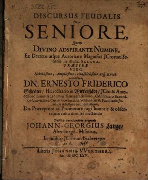Discursus feud. de seniore