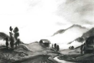 Landschaft : Gelbke, Georg: Landschaft. Aquarell; 37 x 54,5 cm. Privatbesitz