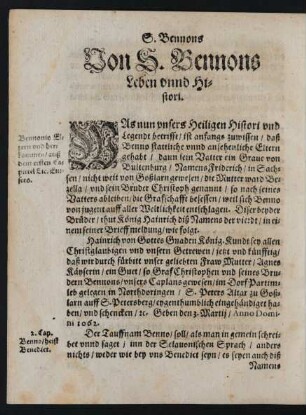 Von S. Bennons Leben und Histori.