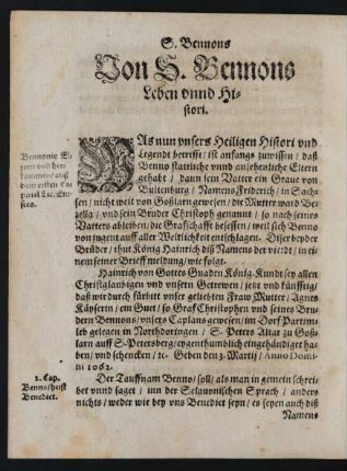 Von S. Bennons Leben und Histori.